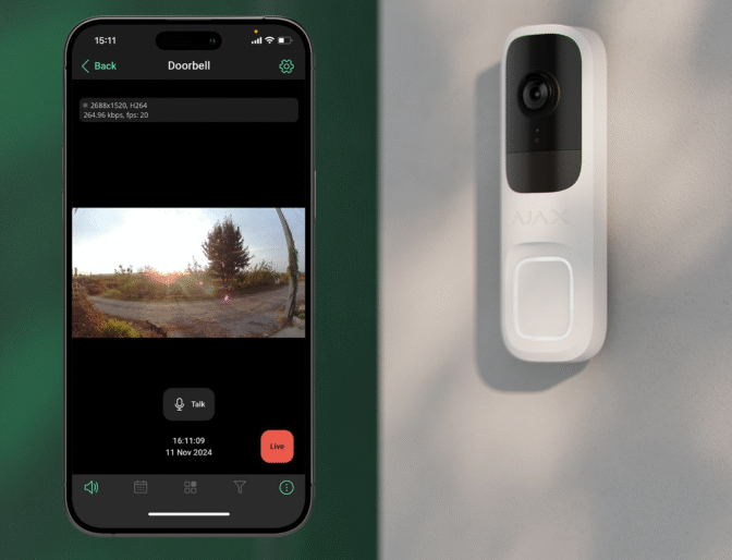 Ajax Alarmsysteem DoorBell Wit Camera app
